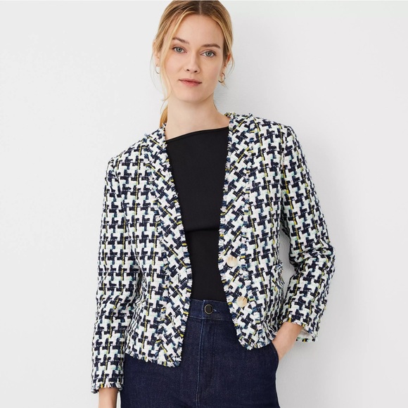 Ann Taylor Jackets & Blazers - Houndstooth Tweed Cropped Cardigan Jacket